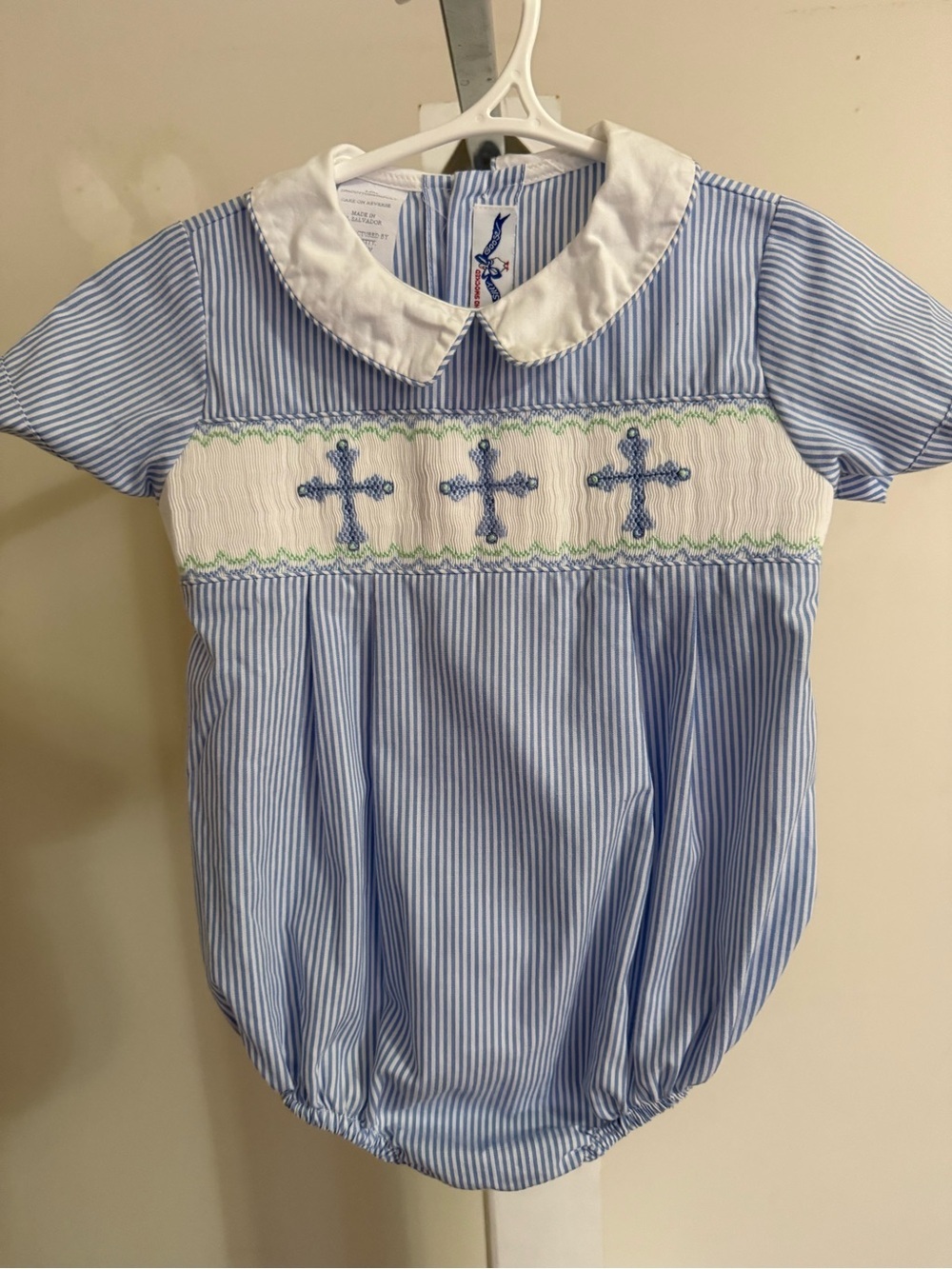 Silly Goose Smocked Crosses Bubble Romper